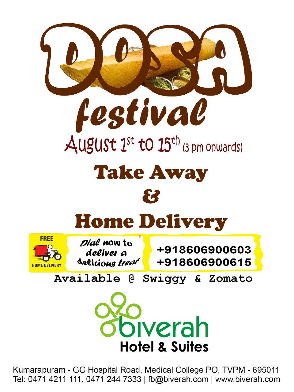 Dosa Festival Biverah Hotel Suites Trivandrum Thiruvanthapuram