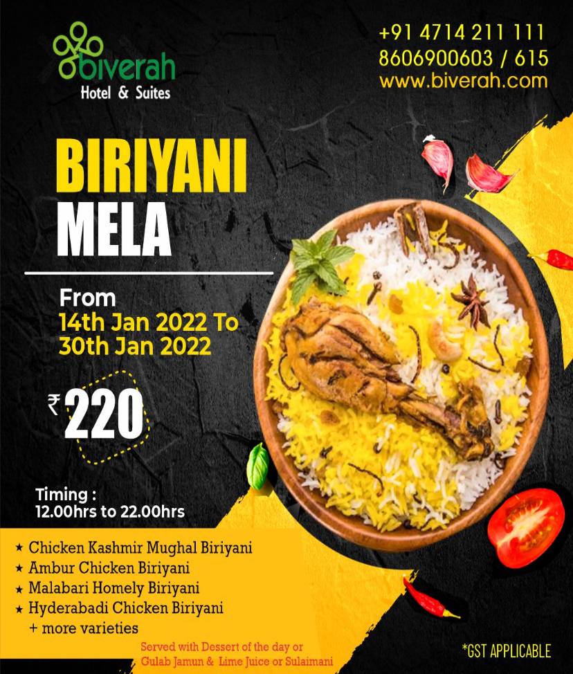 Biriyani Mela at Biverah Hotel Suites Trivandrum Thiruvanthapuram