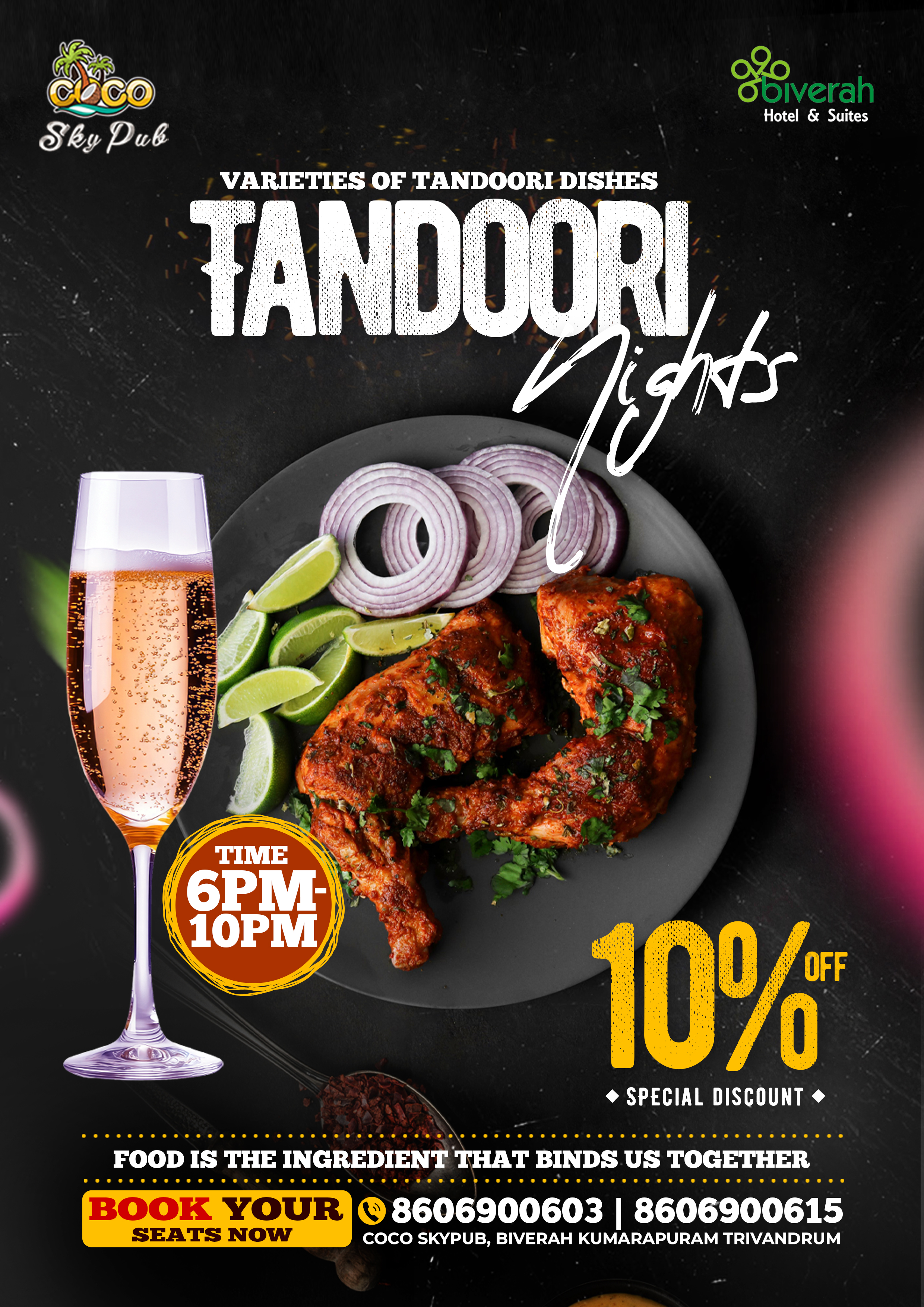 Tandoori Nights at COCO SKY PUB, Biverah Hotel Trivandrum